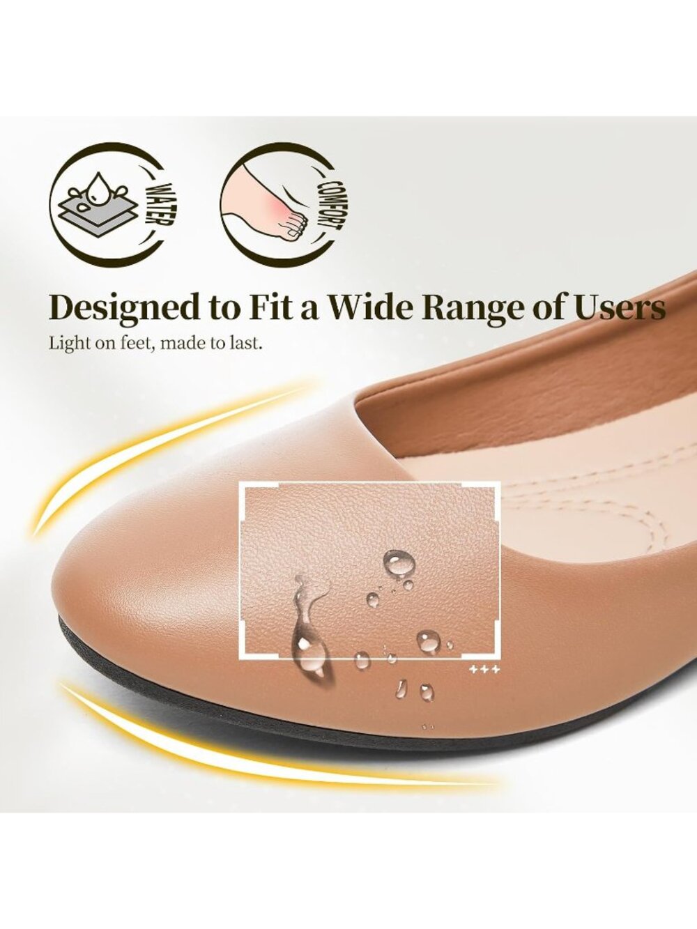 Women's Taupe PU Leather Ballet Flats Slip on Casual Loafers Comfort Dress Shoes - Picture 5 of 7